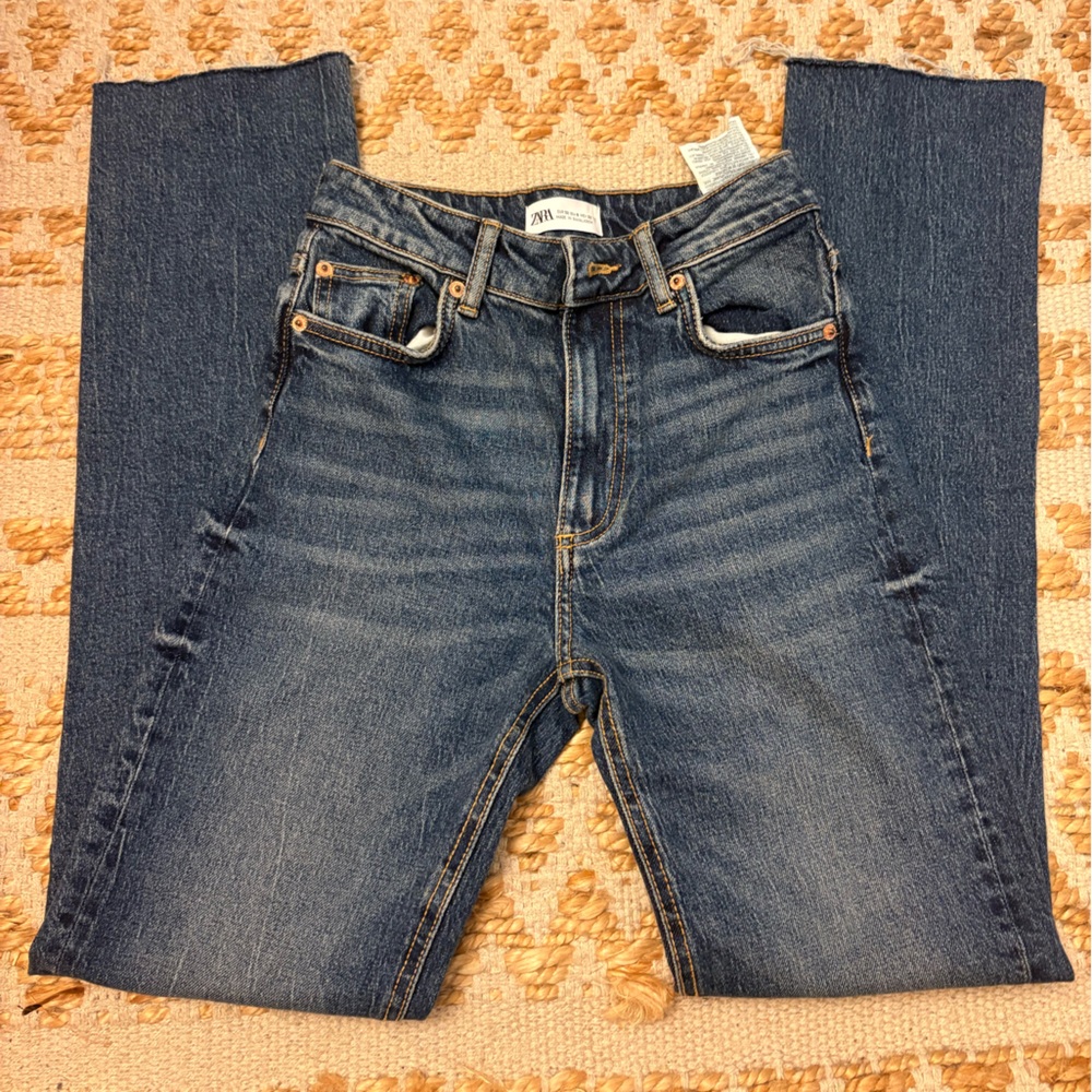 Zara Straight Leg High Waisted Jeans